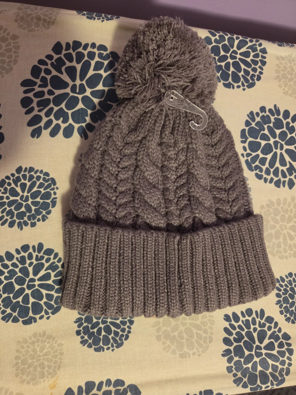 Frye Cable-Knit Pom Beanie in Heather Gray